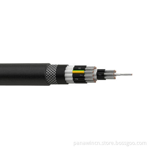 Rubber sheathed for reeling purposes crane cable